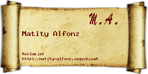 Matity Alfonz névjegykártya